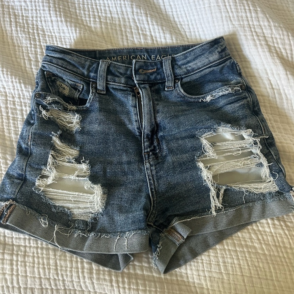 American Eagle Outfitters Ripped Blue Jean Shorts